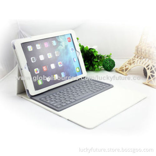 Leather Case with 76-key Foldable Bluetooth v3.0 Keyboard for iPad Air, Black/White/Red/Pink/Blue
